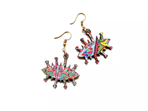 Artwork Wooden Earrings - Quirky Earrings in 'The Story Of Waves' Artwork Artwork Wooden Earrings - Quirky Earrings in 'The Story Of Waves' Artwork
