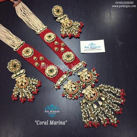 Coral Marina Kundan Necklace Set Coral Marina Kundan Necklace Set
