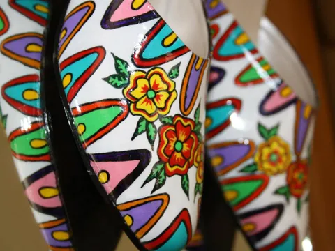[SOLD] Candy-Sandies - Hand Painted Shoes by Khyatiworks