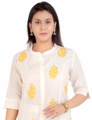Farisha Off White Cotton A - Line Kurta