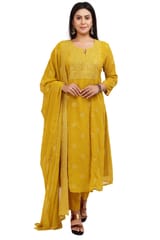 Ruhina Yellow Embroidered Georgette Suit Sets