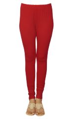 Red Full Length Cotton Leggings
