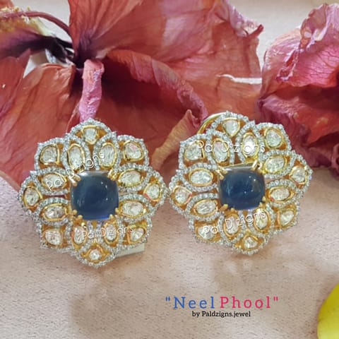 Neel Phool Moissanite Polki Stud Neel Phool Moissanite Polki Stud
