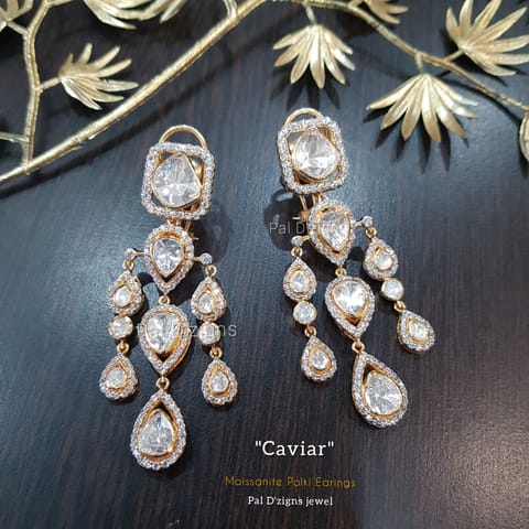 Caviar Moissanite Polki Earings Caviar Moissanite Polki Earings