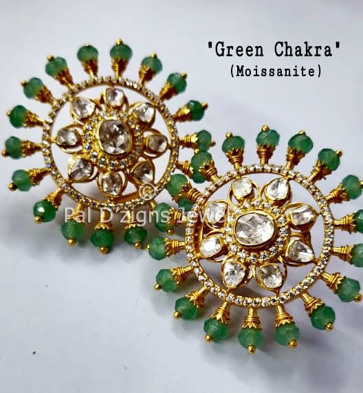 Green Chakra Moissanite Studs