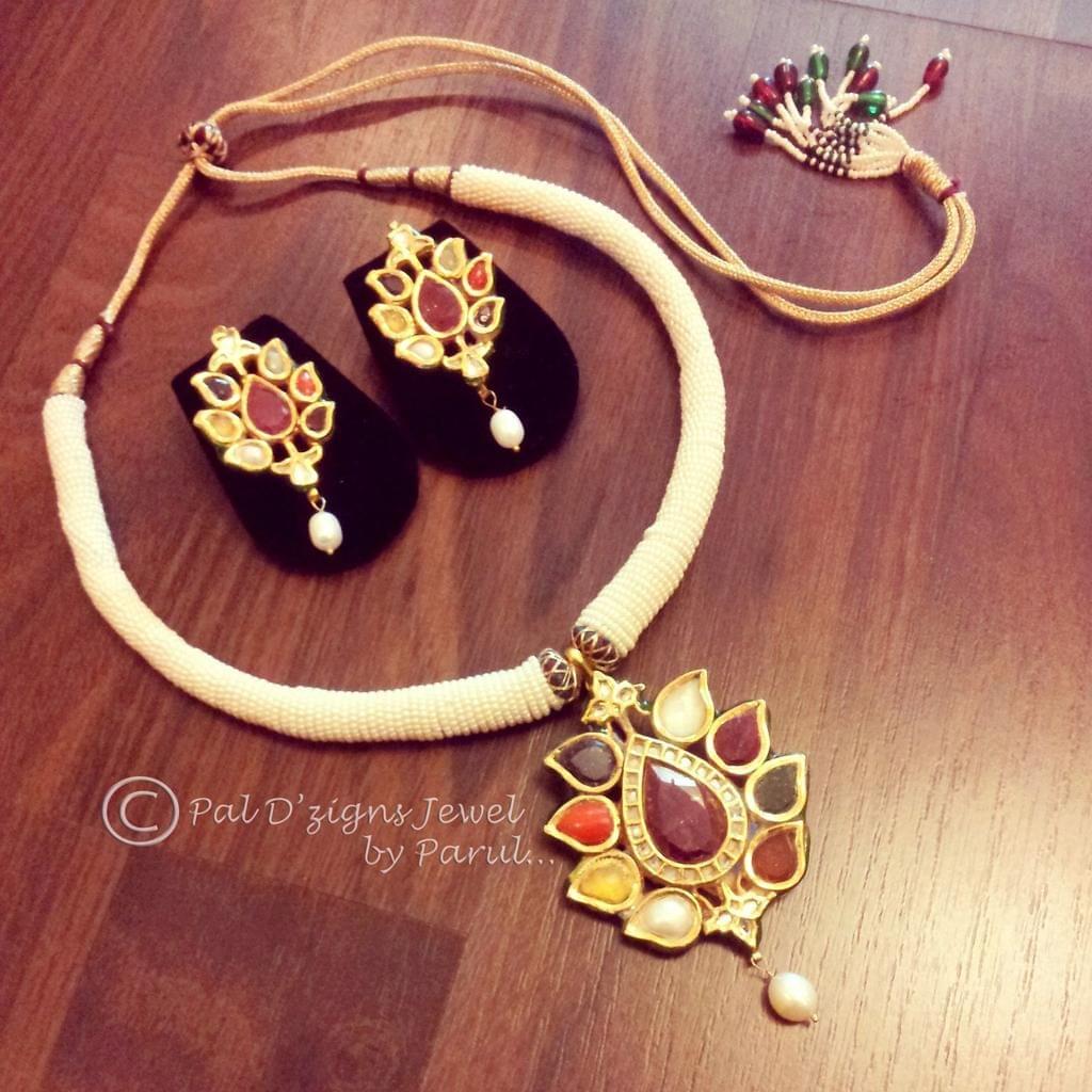Nawab navrattan kundan necklace set