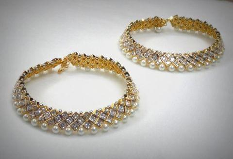 Bridal silver payjeb - diamond polki look Bridal silver payjeb - diamond polki look