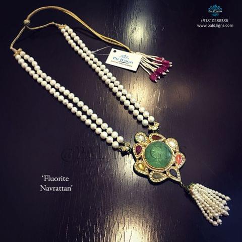 Fluorite Navrattan Kundan Necklace Fluorite Navrattan Kundan Necklace