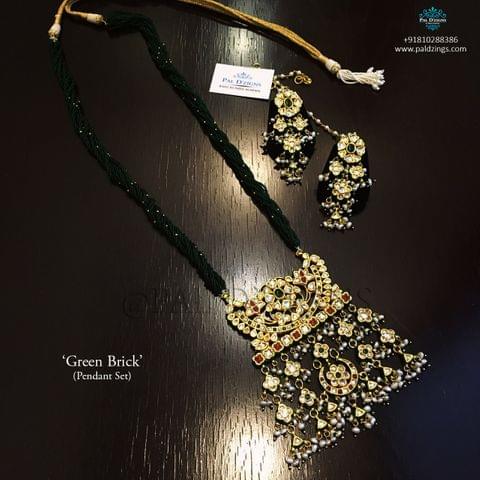 Green Brick Kundan Set Green Brick Kundan Set