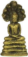 Rare Miniature Jain Tirthankara Parshvanath: Unique Collectible Gold Finish Statue (12148)