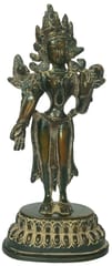 Brass Idol Syamatara Green Tara Standing: Antique Green Patina Finish (12161)