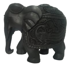 Resin Statue Elephant: Black Granite Finish Showpiece with Feng Shui Vastu Significance (12180)