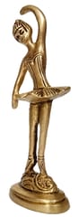 Brass Statue Ballet Dancing Girl: Ballerina In Dance Pose (12264C)