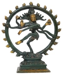 Brass Idol Nataraja Shiva in Cosmic Dance: Antique Finish Collectible Statue (TMP053)
