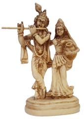 Resin Idol Radha Krishna: Stone Finish Statue Pure Divine Couple (12399)
