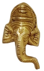 Brass Idol Ganesha Ganapathi: Wall Hanging Small Plaque (12432)