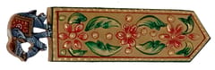 Wooden Bookmark Paper Holder Golden Plant: Hand Carved & Painted Souvenir For Book Lovers; Indian Gift (11442F)