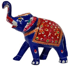 Enamelled Metal Statue Elephant: Colorful Meenakari Art Collectible Gift (10470)