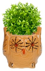 Ceramic Cute Owl Planter: Indoor Outdoor Flower Pot Table Decor, Yellow (12544C)