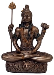 Resin Idol Shiva Mahadev With Trishool: Collectible Bronze Finish Statue For Home Temple, 3 Inches (12559)