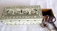 Painted bone jewellery box