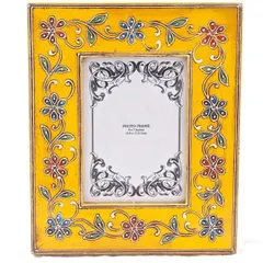 Painted and embossed photo frame "Yellow delight"