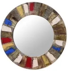 Reclaimed wood distress finish Mirror (Round)  m01a