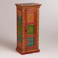 Hand Painted Floral Wood Cabinet
