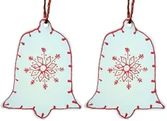 Wooden Christmas decoration, White, Set of 2, 4 inches (chwt14)