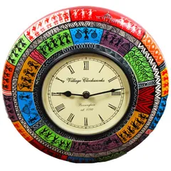 Madhubani art wall clock for living room 12X12 inch (clock85)