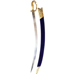 Royal India Decorative Sword with Iron Blade & Deep Blue Velvet Scabbard (a39)