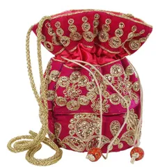 Traditional Silk Potli bag for Women, Pink Color (10038)
