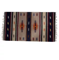 All-Season Area Rug / Carpet / Dhurrie in Wool - "Channeled Fleet": Handwoven by master artisans in Large Size,15 Squre ft (10065d)