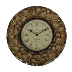Wall Clock for home, glass mosaic with rugged wood pieces, 12x12 inch (10274)