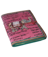 Handmade Paper diary with handpainted elephant in traditional Indian Bhai khata style (10408)