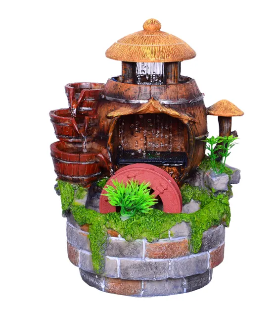 Water Fountain Waterfall On My Farm With Rolling Water Wheel For