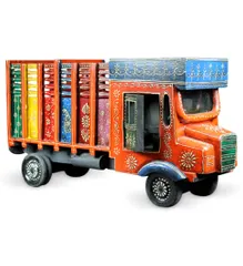 Miniature Indian Truck Wooden with Slots to Storing Bottles Indian Souvenir(10650)