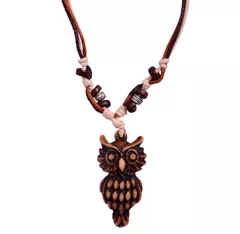 Necklace Chain "Night Owl": Unique Pendant With Adjustable Cotton Cord (30053)