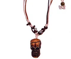 Necklace Chain "Human Skull": Unique Pendant With Adjustable Cotton Cord (30055)