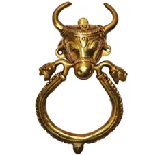 Brass Door Knocker 'Mighty Bull': Decorative Gate Handle Ring (10817)