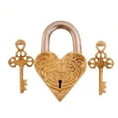 Brass Padlock: Golden Heart  (11001)