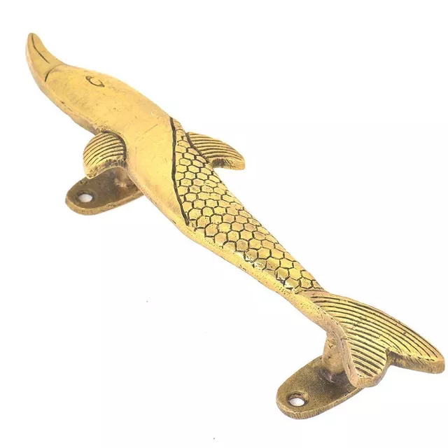 Brass Handle Elegant Fish Shape Vintage Design Grip For Doors