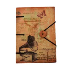 Vintage Journal (Diary Notebook) 'Sound Of Music': Naturally Treated Paper In Digital Print Hard Cover With Button & String Closure For Personal Memoir Or unique Gift (11106)
