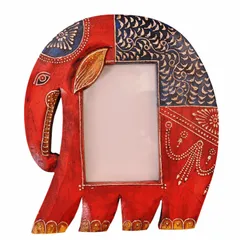 Wooden Photoframe: Handpainted Elephant Shape Picture Frame (11365)