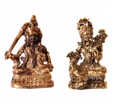 Rare Miniature Statue Set Goddess Tara in 2 Different Poses, Unique Collectible Gift (11410)