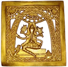 Brass Wall Hanging Plaque Vignaharta Ganesha: Dokra Craft Tribal Art Decor Statue (11440)