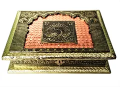 Wooden Meenakari Box with Painting 'Peacock In My Window': Ideal for 500 gms Nuts, Sweets, Chocolates or Mints (11498)