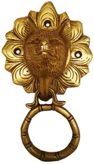 Brass Door Knocker: Antique Wild Wolf Design Gate Handle (11596)
