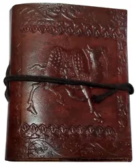 Leather Diary 'Cocky Camel': Handmade Paper Travel Journal Pocket Notebook (11708)
