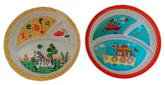 Plastic Plates 'Playful Animals': Set of 2 Dinner Plates for Children; Unique Birthday Return Gift (11714b)
